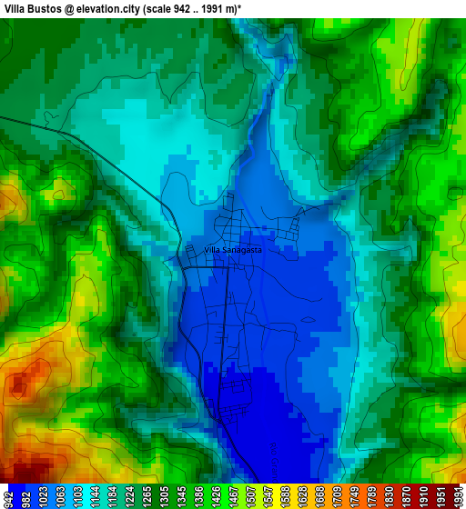 Villa Bustos elevation map