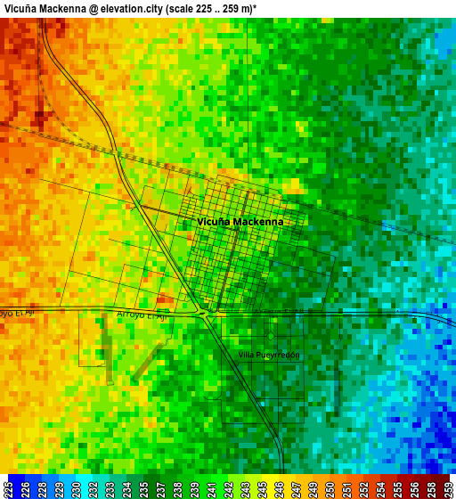 Vicuña Mackenna elevation map