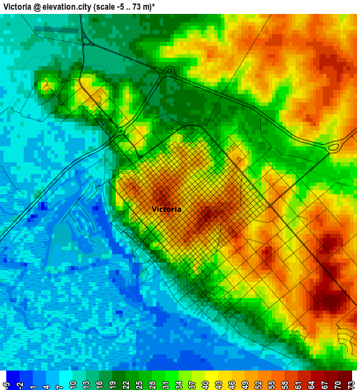 Victoria elevation map