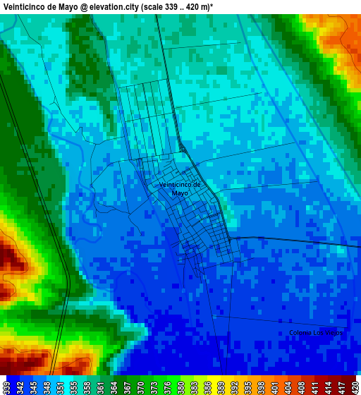 Veinticinco de Mayo elevation map