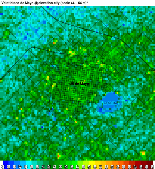 Veinticinco de Mayo elevation map