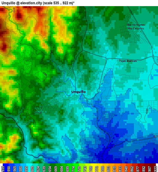 Unquillo elevation map