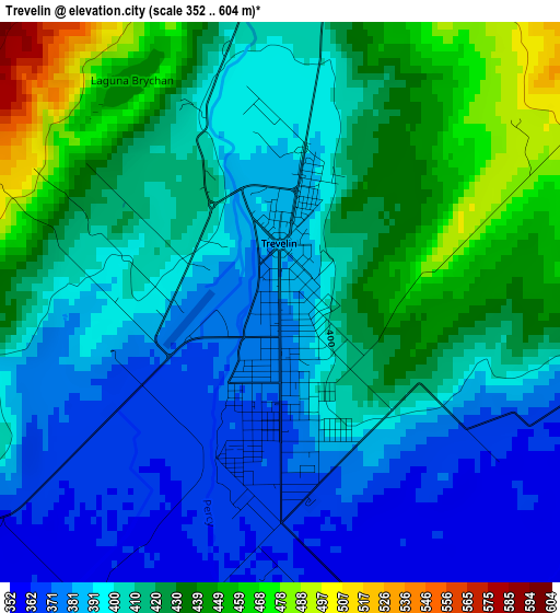 Trevelin elevation map