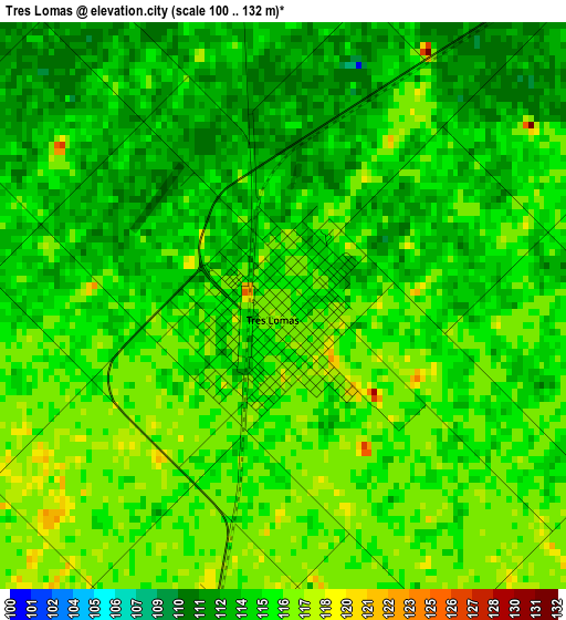 Tres Lomas elevation map