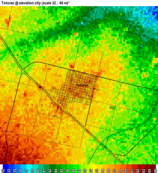 Totoras elevation map