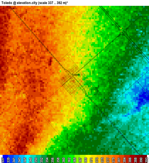 Toledo elevation map