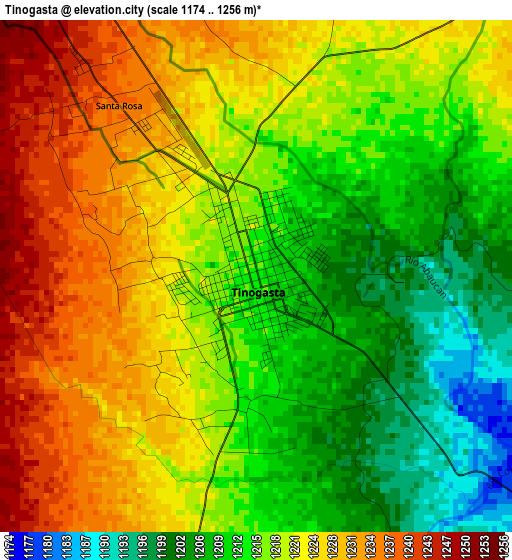 Tinogasta elevation map