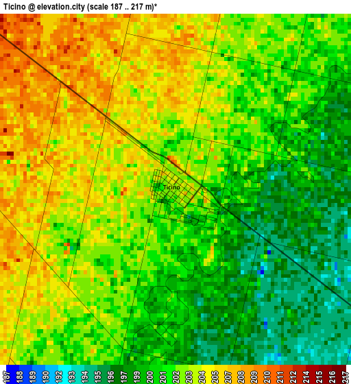 Ticino elevation map