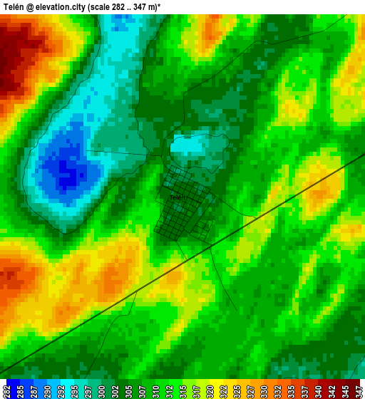 Telén elevation map