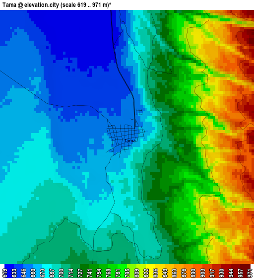 Tama elevation map
