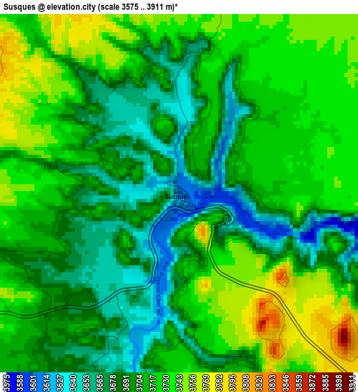 Susques elevation map