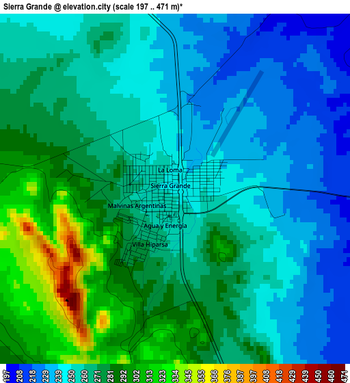 Sierra Grande elevation map