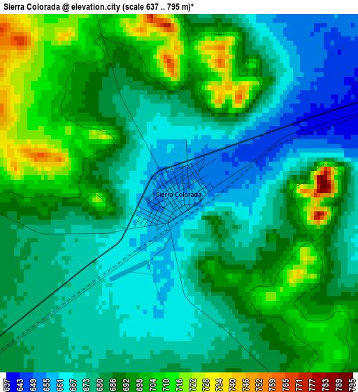 Sierra Colorada elevation map