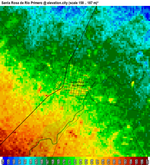 Santa Rosa de Río Primero elevation map