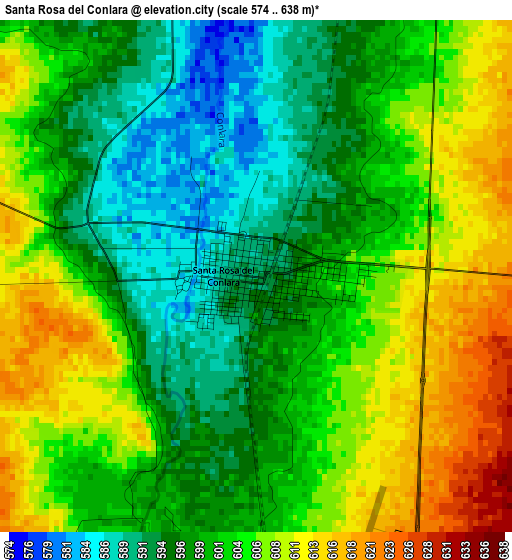 Santa Rosa del Conlara elevation map