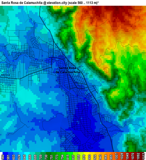 Santa Rosa de Calamuchita elevation map
