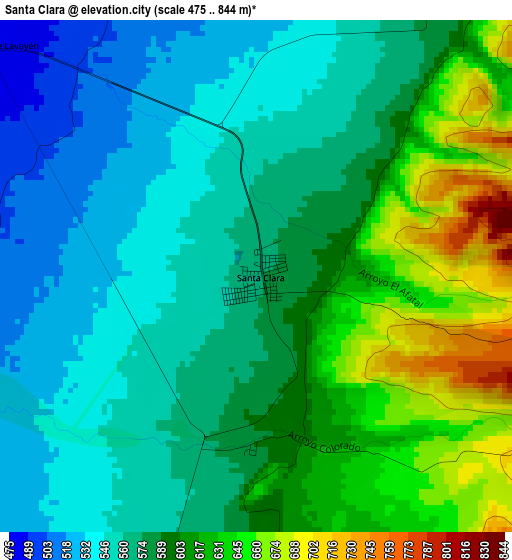 Santa Clara elevation map