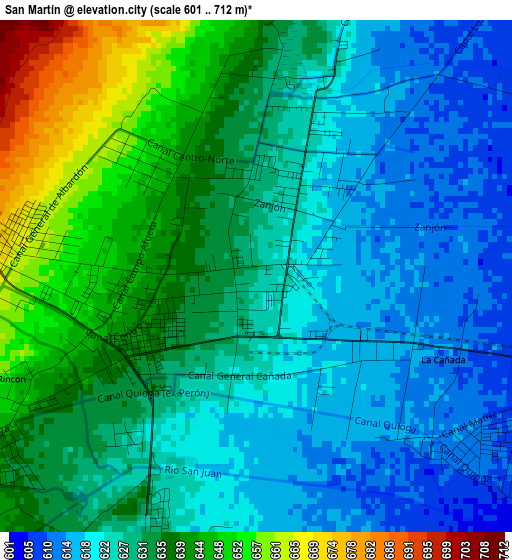 San Martín elevation map