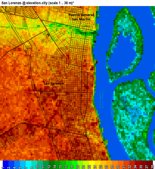 San Lorenzo elevation map