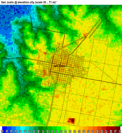 San Justo elevation map