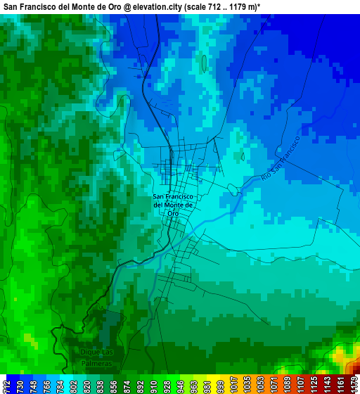 San Francisco del Monte de Oro elevation map