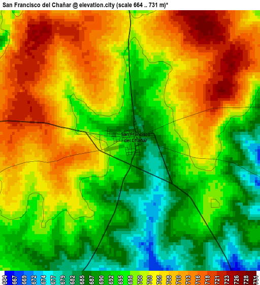 San Francisco del Chañar elevation map