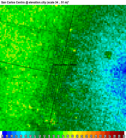 San Carlos Centro elevation map