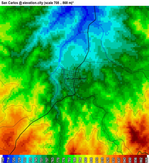 San Carlos elevation map