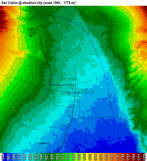 San Carlos elevation map