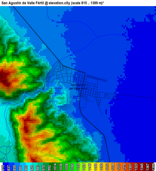 San Agustín de Valle Fértil elevation map