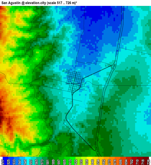 San Agustín elevation map