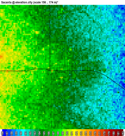 Sacanta elevation map