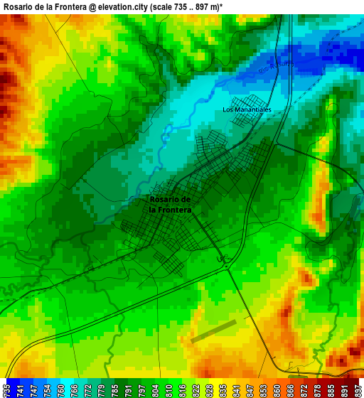 Rosario de la Frontera elevation map