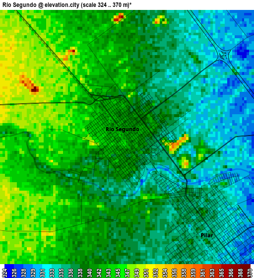 Río Segundo elevation map