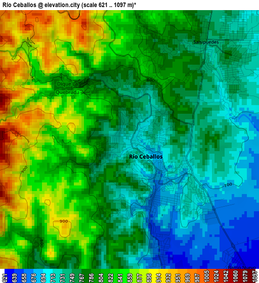 Río Ceballos elevation map