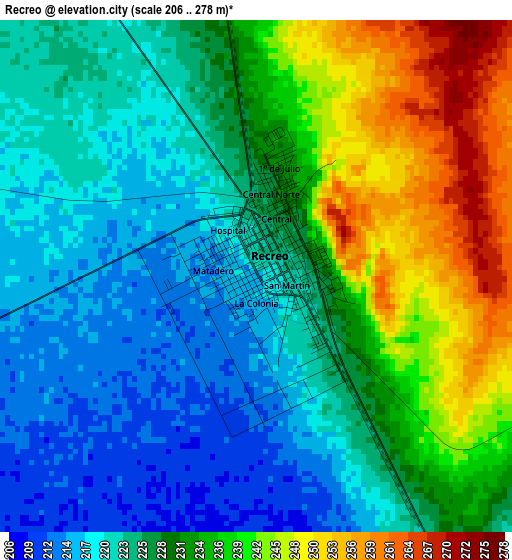 Recreo elevation map