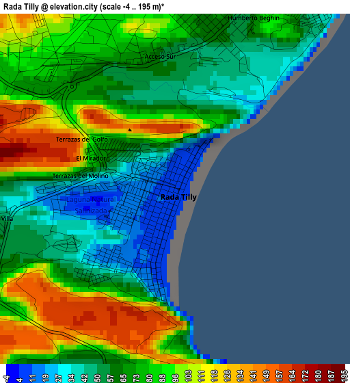 Rada Tilly elevation map