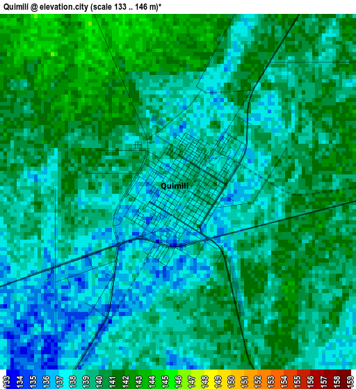 Quimilí elevation map