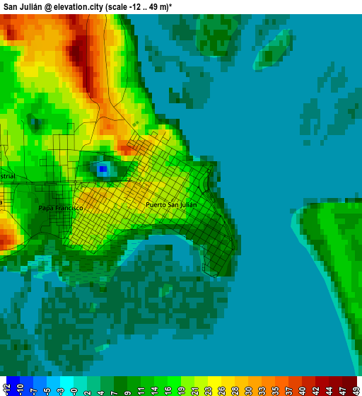 San Julián elevation map