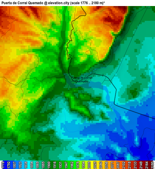 Puerta de Corral Quemado elevation map