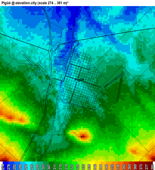 Pigüé elevation map