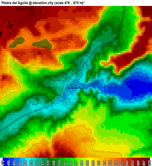 Piedra del Águila elevation map