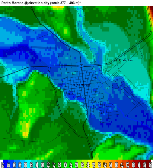 Perito Moreno elevation map