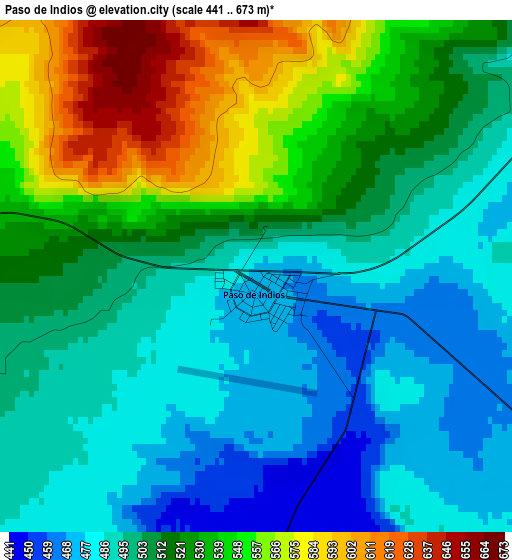 Paso de Indios elevation map