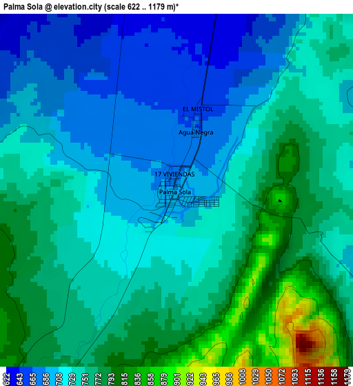 Palma Sola elevation map