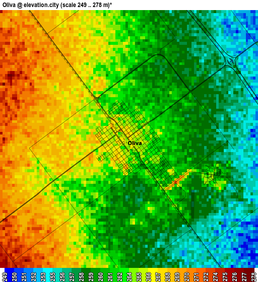 Oliva elevation map