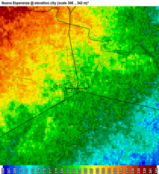 Nueva Esperanza elevation map
