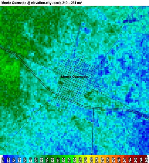 Monte Quemado elevation map