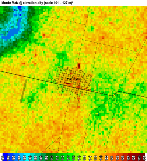 Monte Maíz elevation map