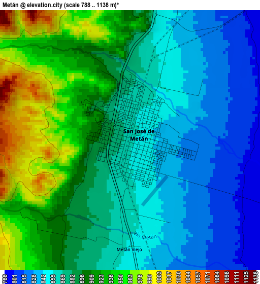 Metán elevation map